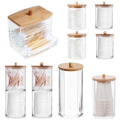 Make-up Wattepad Organizer mit Bambusdeckel Badezimmer Aufbewahrungsbox für Wattestäbchen Kosmetik Schmuck Make-up Entferner Pad Behälter