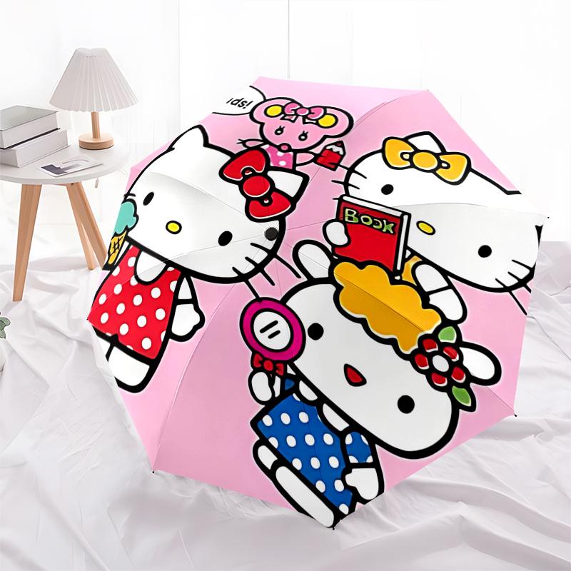 1pc Hello Kitty Automatic Opening/Closing Umbrella with Convenient Three-Fold Design, 8-Bone Iron Frame, Outdoor Umbrella, Ideal Gift for Fans, Travel