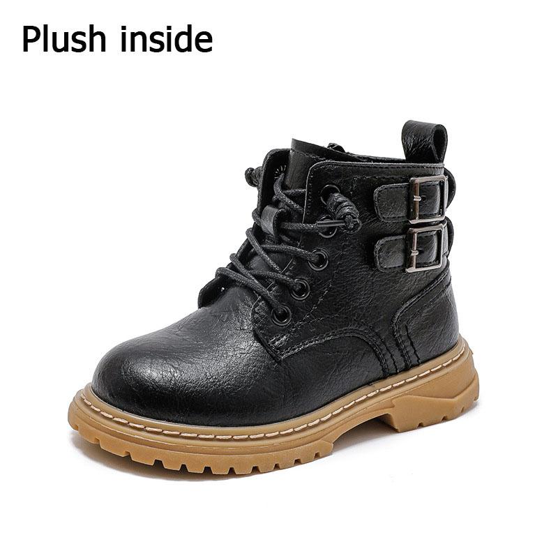 

Противоскользящие ботинки на платформе для детей, осенне-зимние, для мальчиков и девочек, мотоциклетные ботинки 26 чёрный