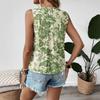 Sleeveless Shirt2025 Summer New European and American Women's Print Pleat Lace-up Sleeveless Shirts Top
