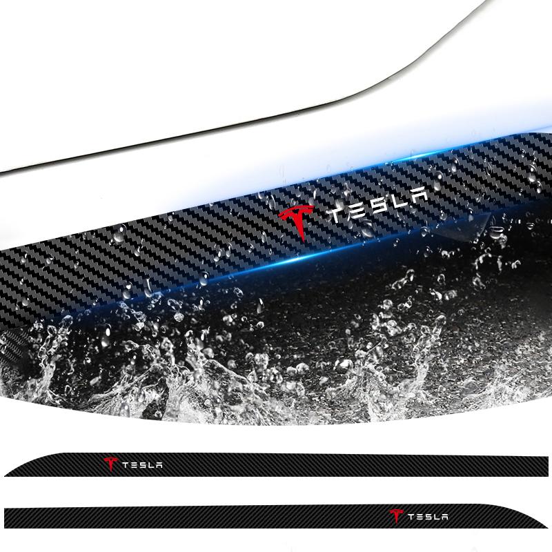 2pc Car Side Skirt Sill Carbon Fibre Body Protection Sticker for Tesla Model 3 Model X S 2016-2020 TMX TMS TM3 Wheel Center Caps