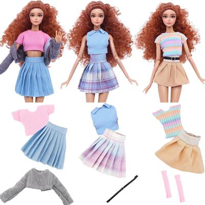 9 Pcs/Pack Fashion Doll Clothes for 30cm Doll 30cm Girl Doll 11.5''  Pleated Skirt Mini Dress Tops Coat Belt Kids Toy Accessories Gift Toy