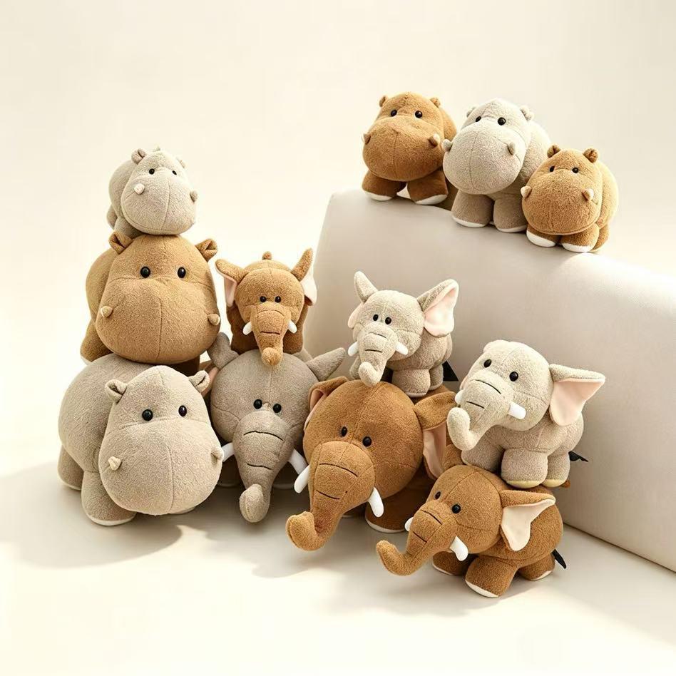 Cross-Border Cute Plush Animal Toy: Hippo & Elephant - Soothing Gift for Kids