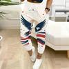 Women Plus Size Navy Blue Printed Jogger Pants Drawstring Waist Side Pockets Cuffed Ankle