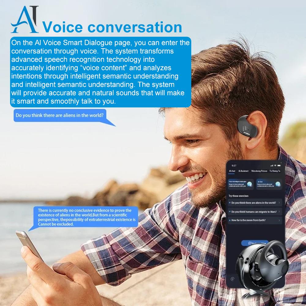 144-Language AI Translator Headphones Bluetooth 5.3 Wireless IPX7 Waterproof Real-Time Two-Way Translation for Global Business