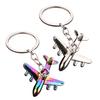 Aircraft Keychain Alloy Mini Plane Model Electroplated Key Ring with Chain Buckle for Travel Aviation Souvenir