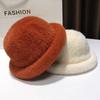 Bucket hat women's winter warm hat plush top hat knitted basin hat thick light luxury high sense