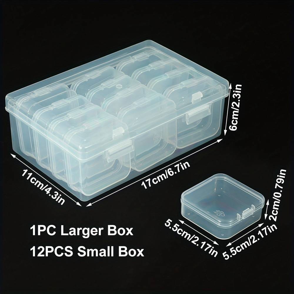 1 Set Clear Plastic Storage Containers with Hinged Lid, Mini Organizer Box for Jewelry Making DIY Bracelets Beading Nails Screws Seeds Small Parts