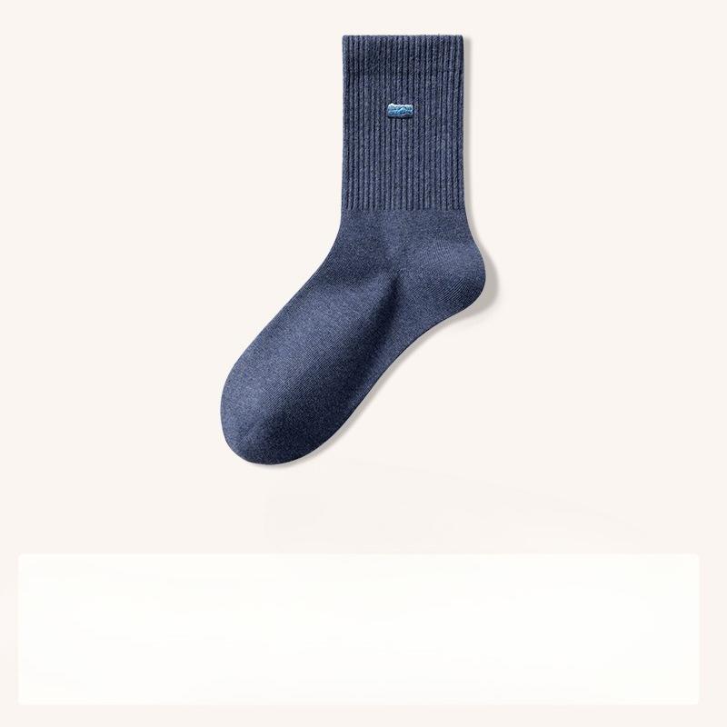 Men's Cotton Socks, Pure Cotton Mid-calf Socks, All-cotton Sweat-absorbing and Odor-proof Boneless Socks for Autumn and Winter