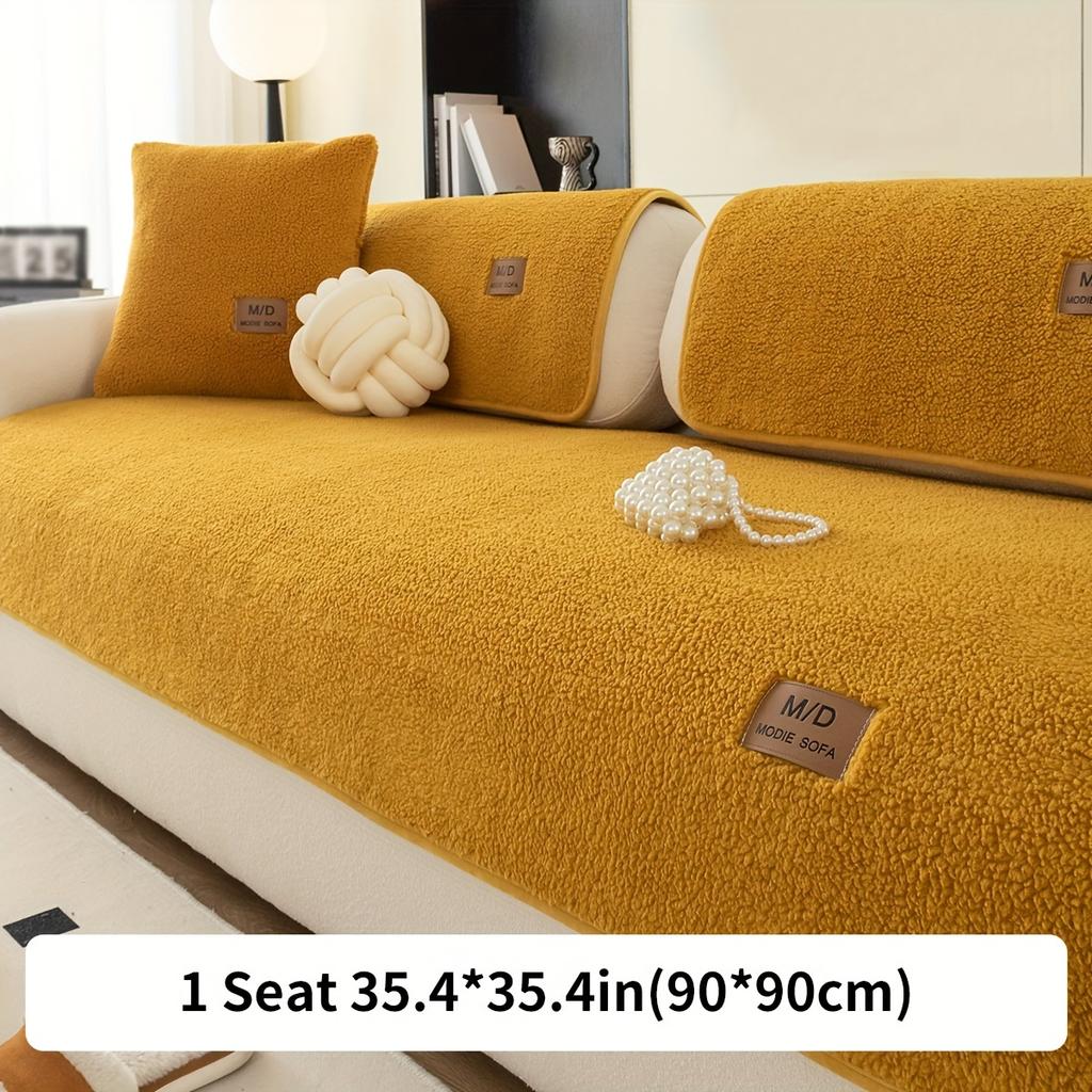 1pc Plush Sofa Slipcover/Pillowcase, Thickened Couch Cover Four Seasons Universal Furniture Protector for Bedroom Office Living Room Home Decor