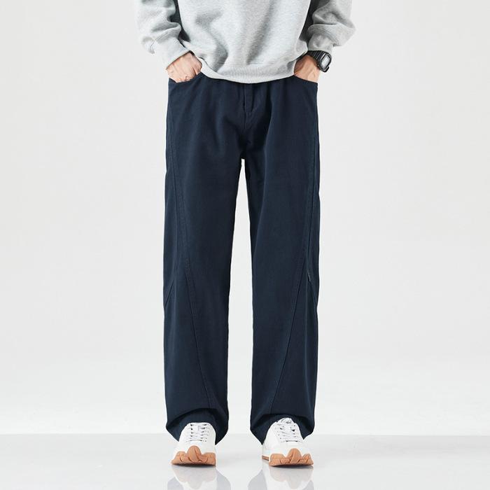 Autumn and winter old money style loose men's dad pants loose cotton wide-leg pants straight A-word pants