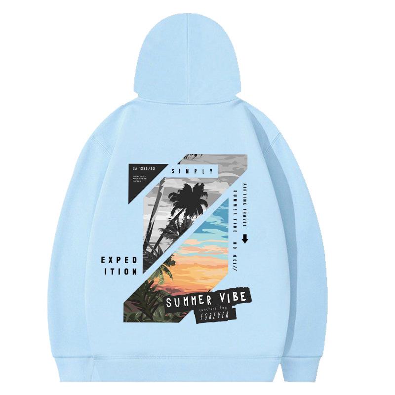 Unisex American Casual Printed Hooded Sweatshirt - Loose, Fashionable Long Sleeve Top