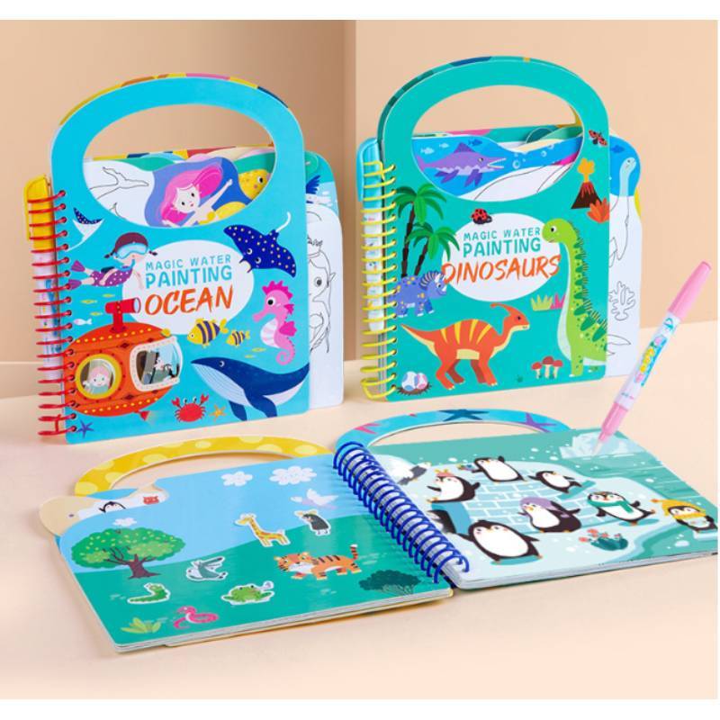 Water Drawing Book For Toddlers With Reusable Water Pen For Animal Recognition Learning
