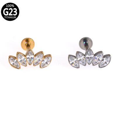 6/8mm G23 Titan Krone Diamant Leppepiercing Ring for Medusa Piercing, 16G