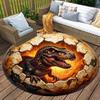 Dinosaur T-rex Round Area Rug,Carpet Rug for Living Room Bedroom Sofa Playroom Decor,Non-slip Floor Mat