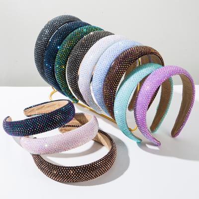Neues Breitkrempen-Haarband mit Diamantenbesatz, Vollständig mit Diamanten besetztes, glänzendes, trendiges Party-Stirnband, Schlichte, vielseitig kombinierbare Haaraccessoires