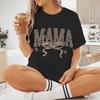 Coquette Bow Leopard Print Mama T Shirt Short Sleeve Womens Mom Life Shirt Casual Vintage Western Style Mama Tshirts