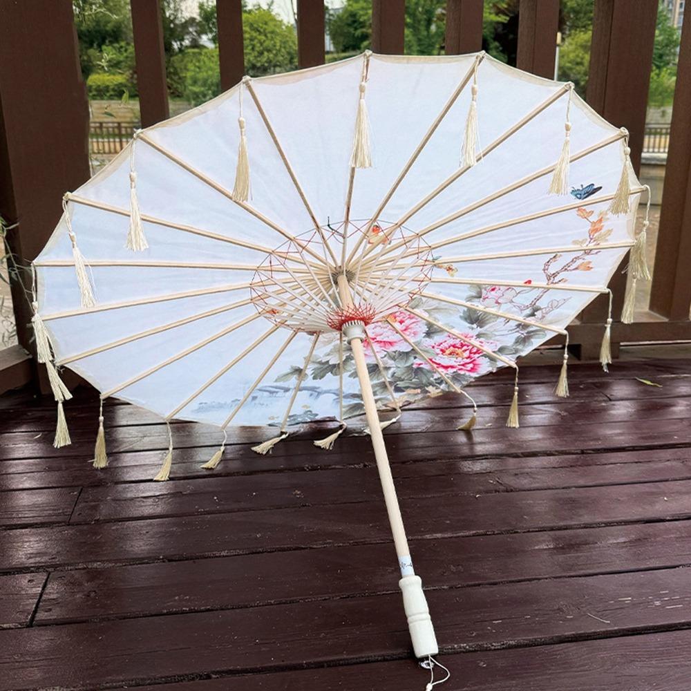 70cm Classical Oil Paper Umbrella Chinese Style Tassel Umbrella Silk Fabric Tassel Umbrella  Girls