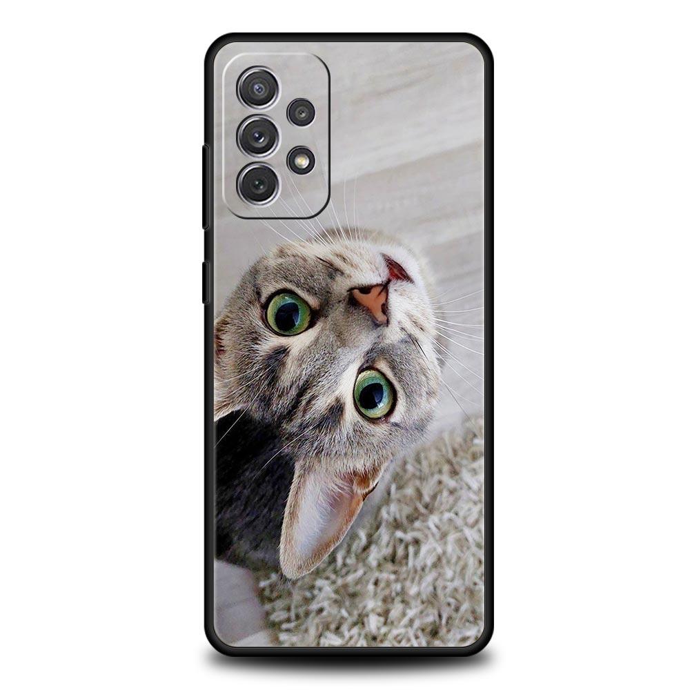 Kawaii Love Cat Phone Case For Samsung Galaxy A17 A07 A55 A35 A25 A15 A05s A33 5G A31 A23 A21s A13 A41 A73 A53 A51 A71 A03 Cover