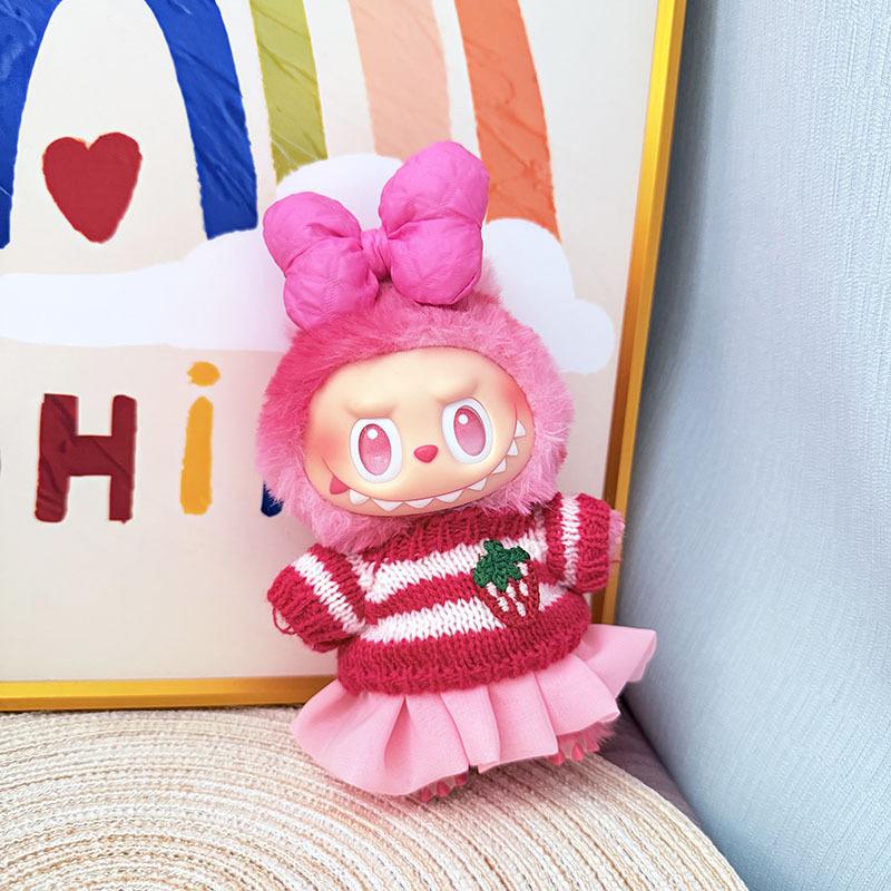 3Pcs/Pack Doll Clothes For Labubu Colorful Sweater Jelly Yarn Skirt Bow Headband I Ii Iii Dolls Fans Gift