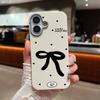 Plain Color Bowknot Patterned Leather Texture Shell for iPhone 16 Pro 15 14 Plus 13 12 Pro Max 11 Shockproof Soft Tpu Slim Matte Case Cover