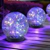 Cracked Glass Ball Garden Light - Outdoor Ground Stake Decorative Lamp for Yard Path