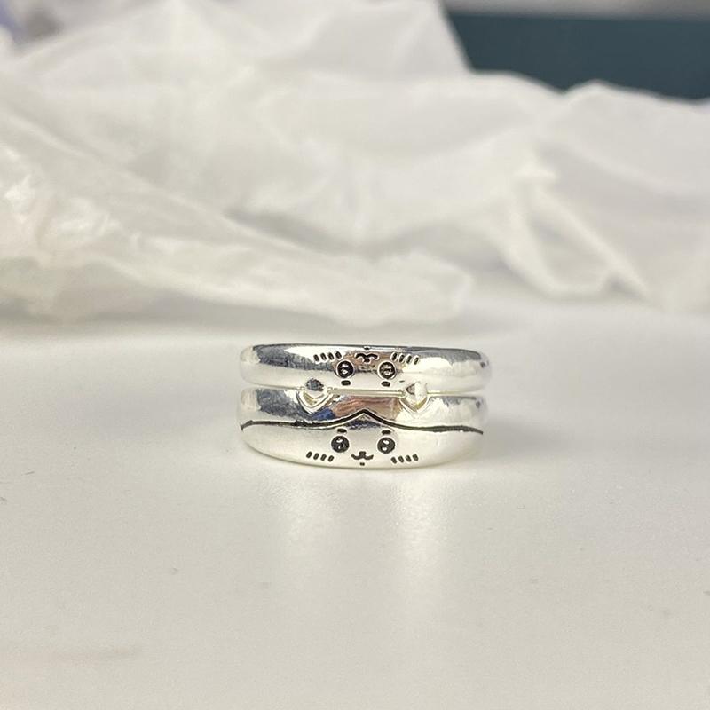 Japanischer Anime Kawaii Chiikawa Paarring Süße Cartoon Kreative Usagi Offener Verstellbarer Fingerring für Freundin Geburtstagsgeschenk