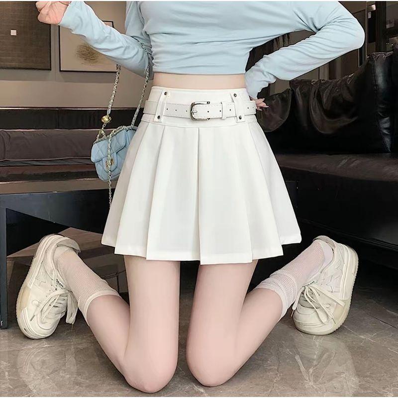 

Gray Pleated Skirt Skirt Women s Autumn 2025 New Arrival Suit Skirt Small Height High Waist Slim Looking A- line Skirt
