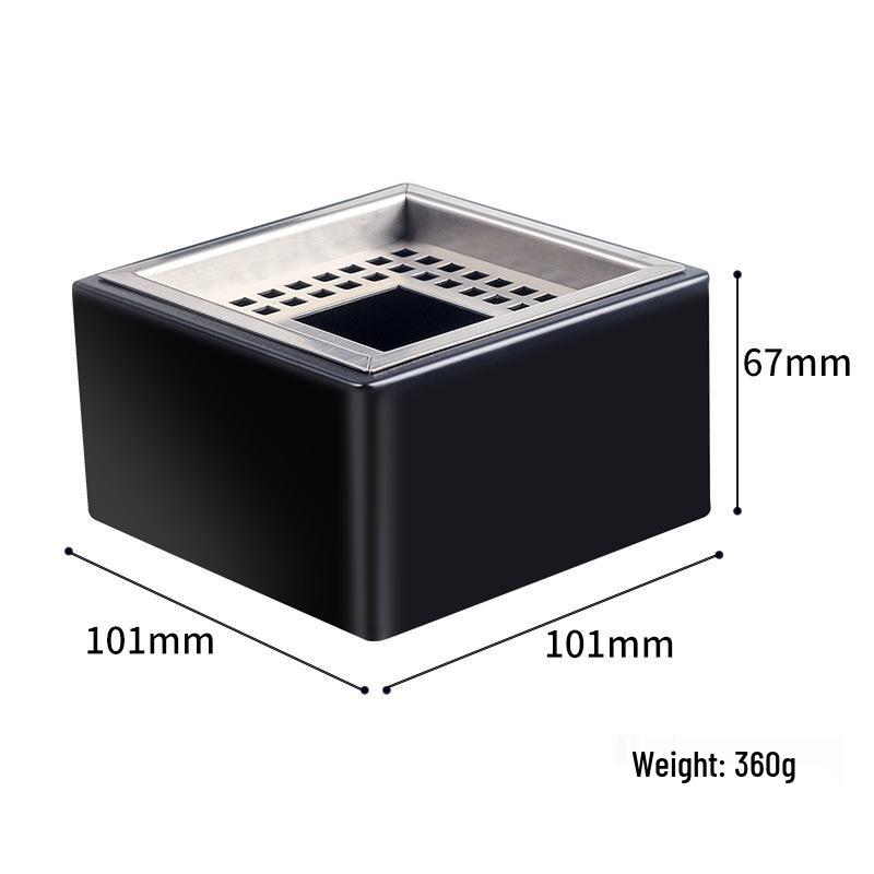 Modern Large Stainless Steel Square Ashtray with Anti-Fly Design for Cigar Rest in Living Room