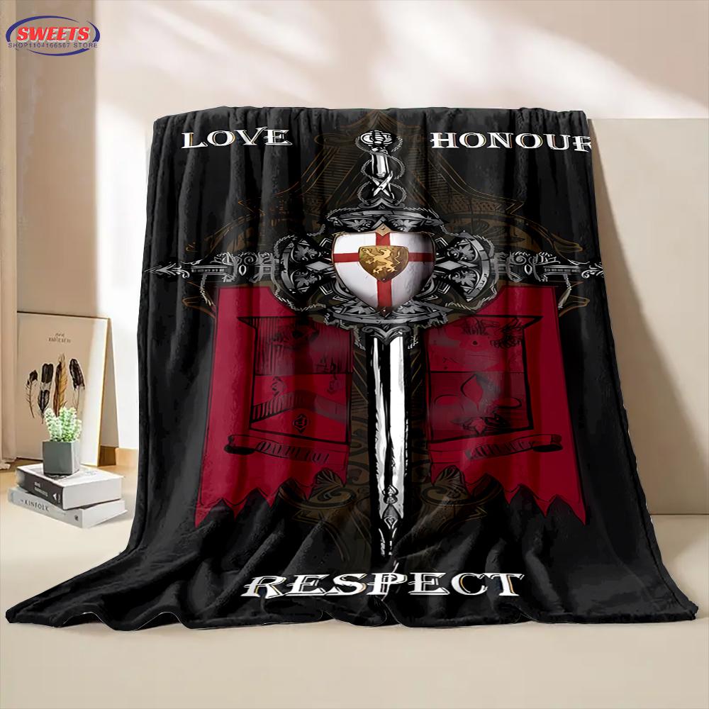 Crusade Cross Templar Knight 3D Printed Flannel Blanket for Bed Bedroom Sofa Picnic Throw Blanket for Cover Outdoor Leisure Nap
