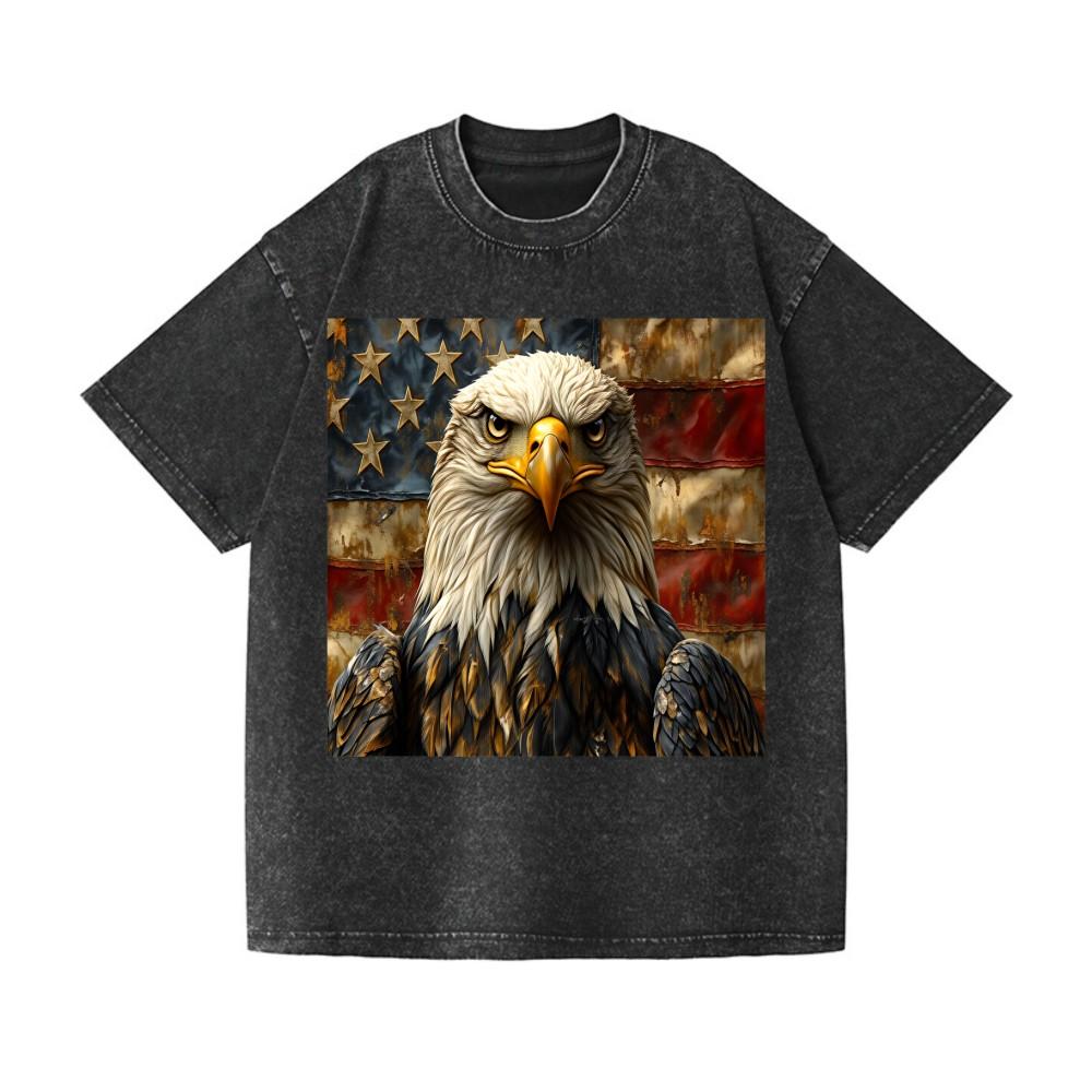 Vintage American Flag Bald Eagle Patriotic T-Shirt, USA Pride Graphic Tee S