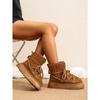 Women's New Winter Fleece Lined Thickened Elevated Chunky Sole Lace Up Fashionable Warm Cotton Boots