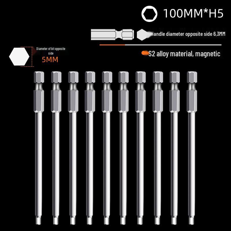 Hexagonal High Hardness S2 Bit Set for Pneumatic & Electric Screwdrivers