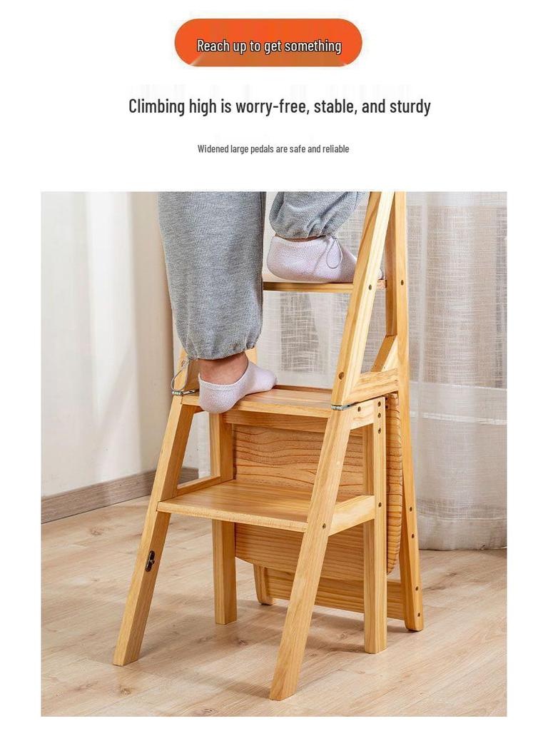 Folding Solid Wood Ladder Chair for Home and Elderly Use