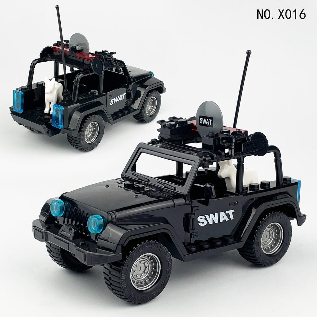 Six Off-Road Assault Fire Small Particle Patrol Car X016 Children'S Assembled Building Block Toy