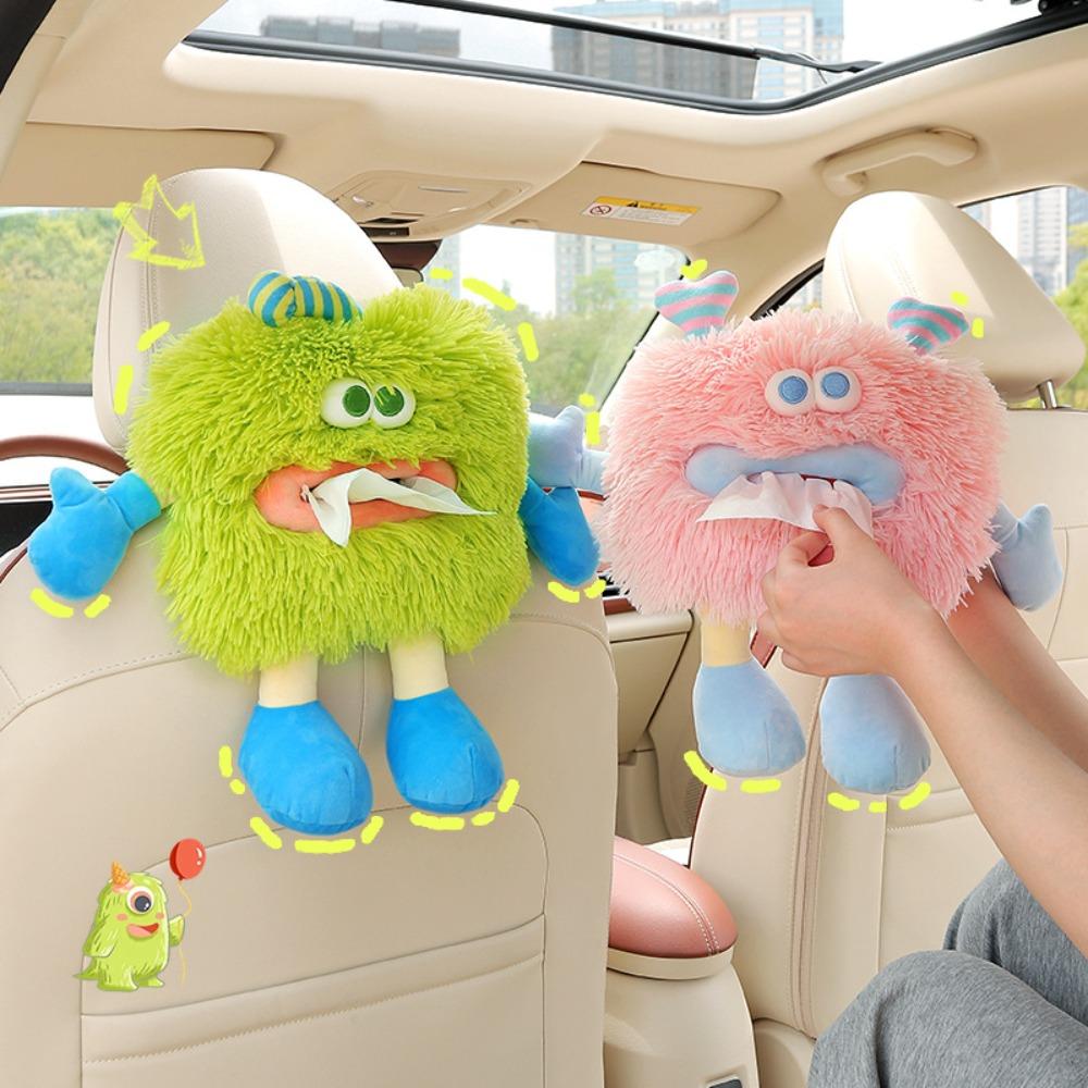 

Cute Auto Hanging Paper Box Plush Car Interior Decoration Kawaii Napkin Holder for Car жовтий