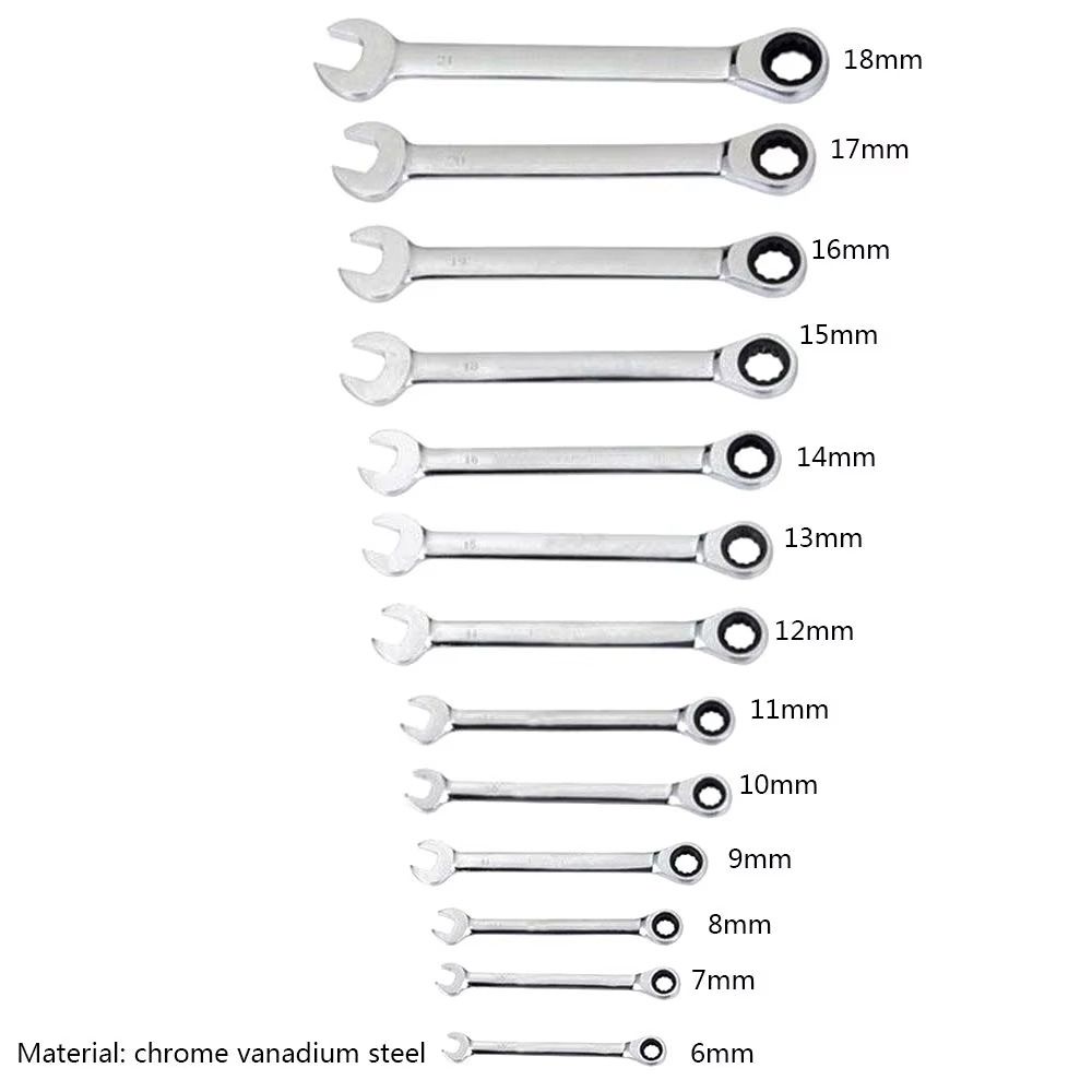 1Pcs 8-17mm Ratcheting Socket Spanner Metric Nut Hand Tool Durable Ratchet Wrench