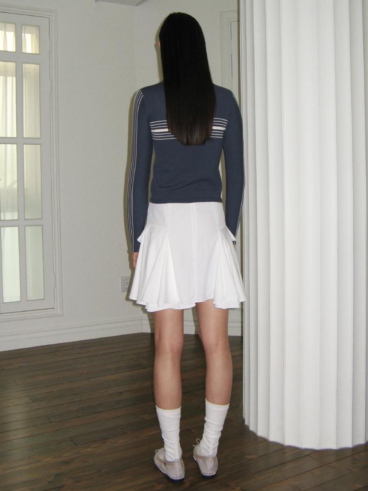 SINOON Line Half Zip-Up Knit Top (Navy)
