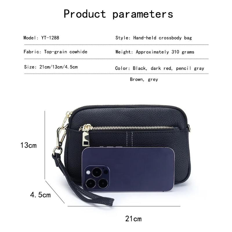 Top Grain Cowhide Small Square Bag for Women 2026 Crossbody Shoulder Handheld Bag, Leather Lightweight Casual Phe Purse Wallet