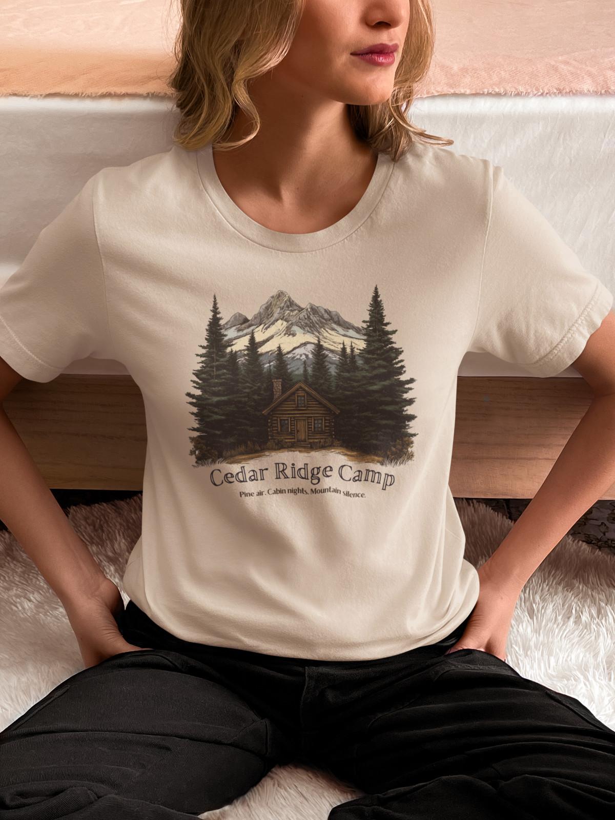 

Cedar Ridge Camp T-Shirt Mens Womens Tees Top Unisex Graphic Tee Gift Outdoors Hiking Nature Retreat S