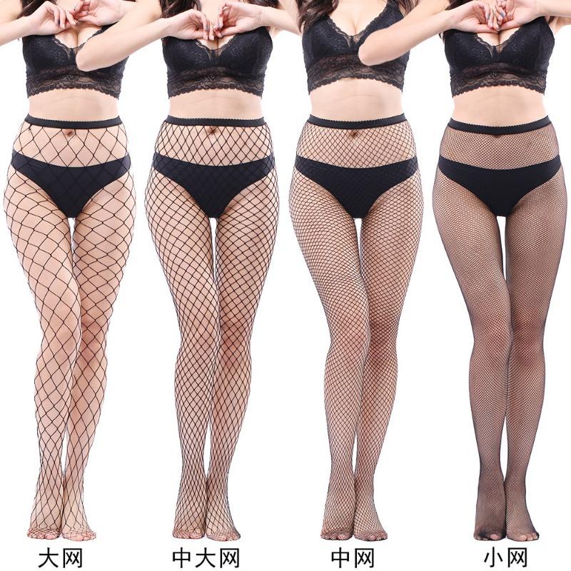 Women Sexy Solid Hollow Out Lace Plus Size Fishnet Long Pantyhose