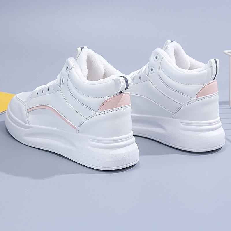 High Top Women Sneakers Casual Vulcanize Shoes Autumn Winter 2024 Comfortable Lace Up Platform Shoes Designer White Shoes Woman