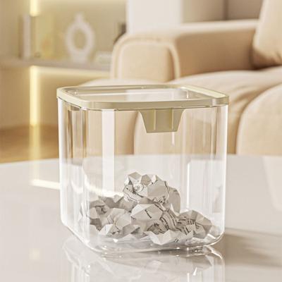 Transparent Desktop Trash Can Plastic Sundries Paper Basket Light Luxury Desk Storage Box  for Home
