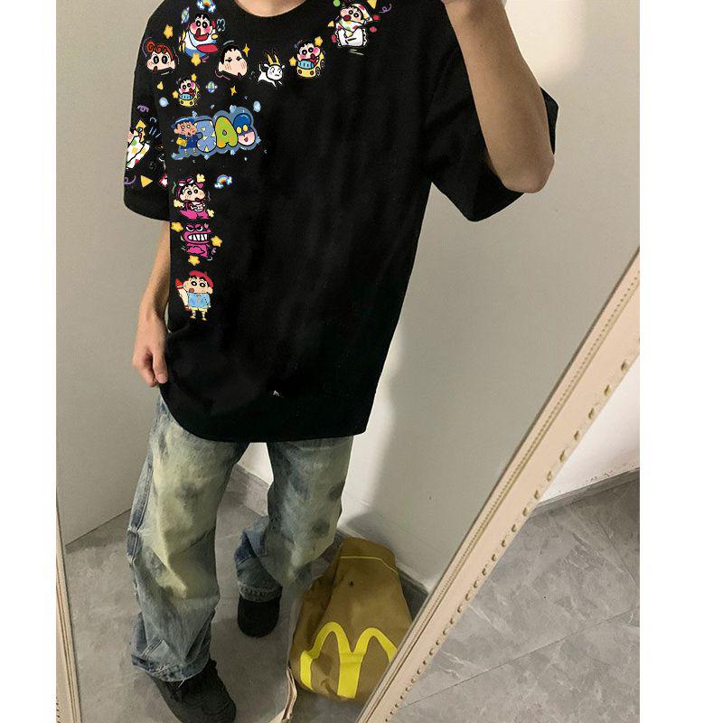 290g Unisex Summer Cartoon Shin-chan Short Sleeve T-shirt - Trendy High-end Couple Top