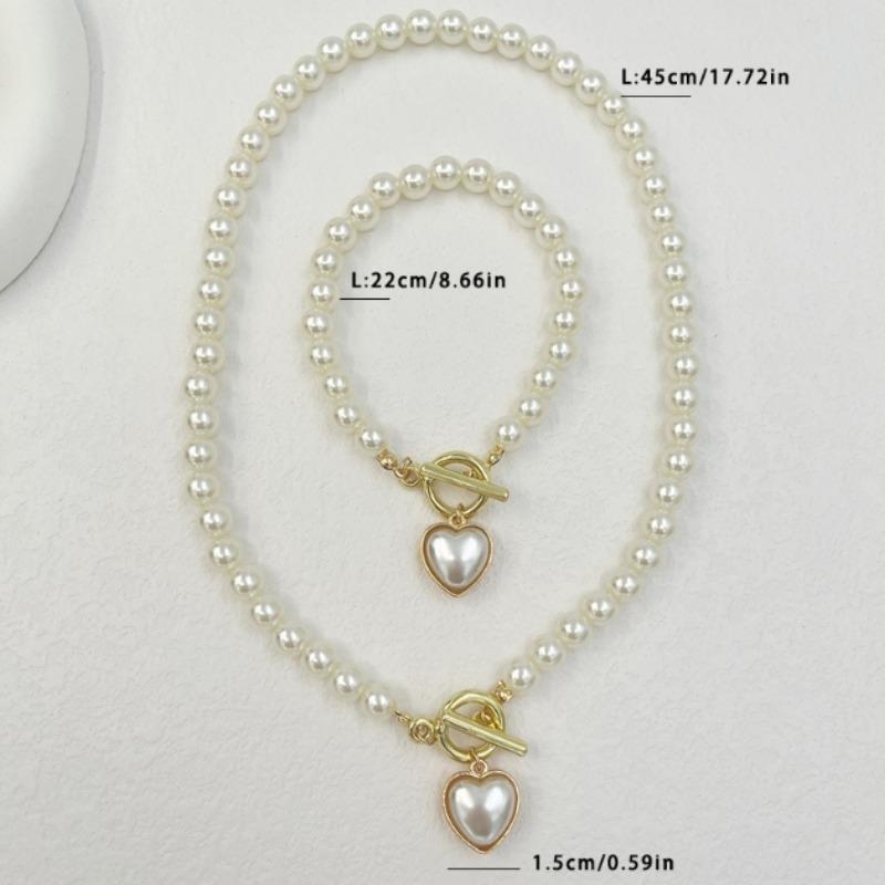 Retro Pearl Necklace and Bracelet Female Vintage Jewelry Sets