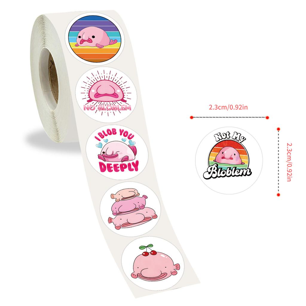 500 Stickers/roll Cartoon Water Drop Fish Tape High-value Tape Decorative Suitcase Mobile Phone Case Tape