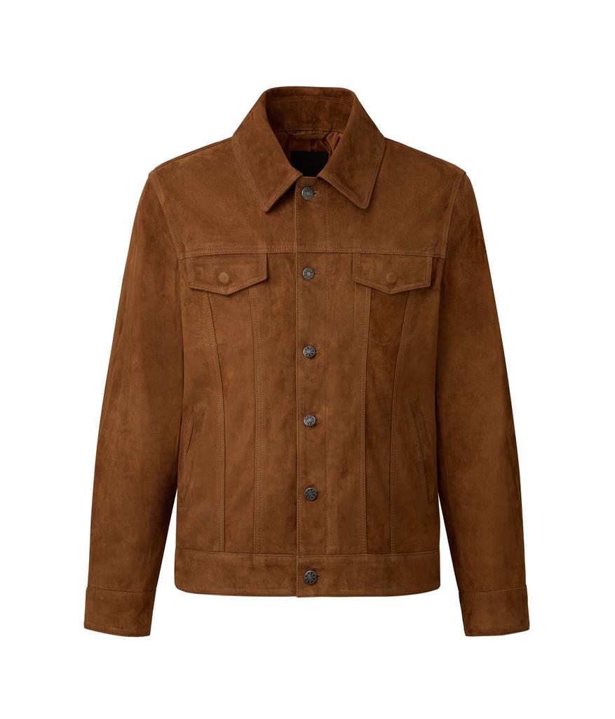 Verdemar Italian Suede Trucker Jacket_Camel