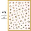 Snowflake Nail Stickers: White Back Adhesive Decals for Christmas, with Gold & Silver Laser Designs