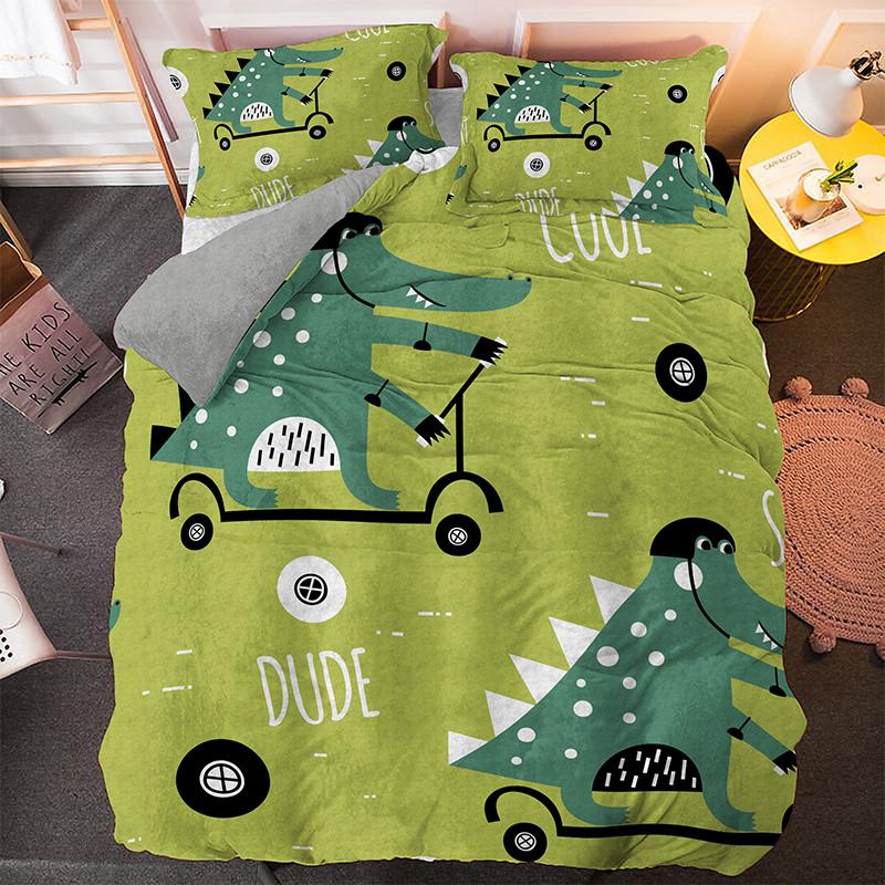 Cartoon Dinosaur Print Duvet Cover For Kids Girls Boys With Pillowcases Double Queen King Size 2/3 Pcs Polyester Quilt Cover