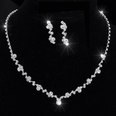 Fashion Women Necklace Earrings Alloy Set With Rhinestone For Lady Wedding Bridal Dangle Earring Necklaces Jewellery Accessories